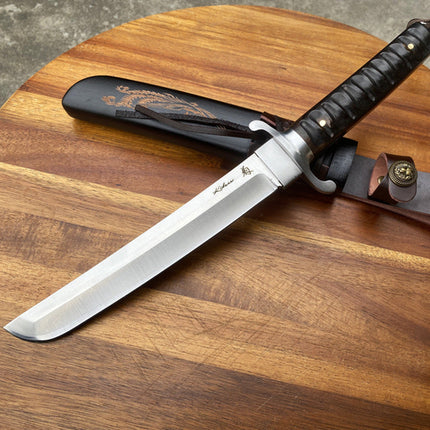 Damascus Wooden Sheath Knife Keel Integrated Outdoor Camping Climbing