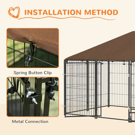 Outside Dog Kennel, 6.9' X 4.6' X 5' Puppy Play Pen With Canopy,