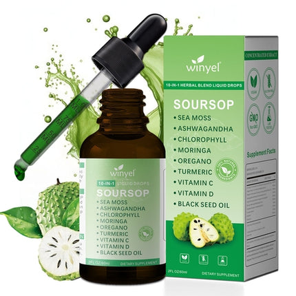 Soursop Drops 10-in-1 With Seaweed, Moringa, Black Seed Oil, Oregano,