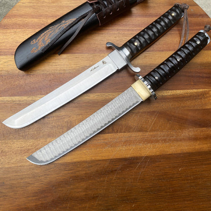 Damascus Wooden Sheath Knife Keel Integrated Outdoor Camping Climbing
