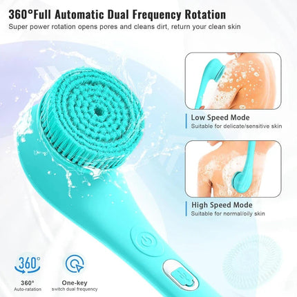 Electric Body Brush Rechargeable Scrubber Shower Brush with Handle