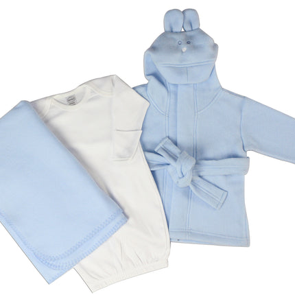 Newborn Baby Boys 3 Pc Layette Set (Gown, Robe,