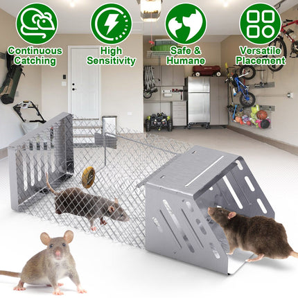 1Pc Automatic Continuous Rat Trap Single Door Mouse Cage Humane Live