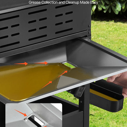 Gas Grill, 4 Burner Propane Gas Grill With Side Burner, 425 SQ.In
