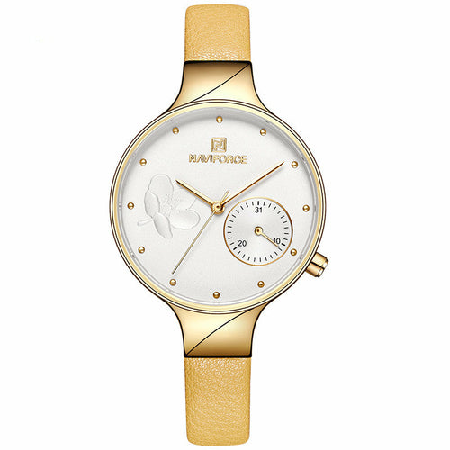 Waterproof Quartz Watch With PU Strap For Women