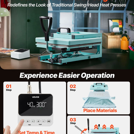 Hybrid Heat Press, 15 X 15 Inch, 5-in-1 Multifunction, Heat Up Fast