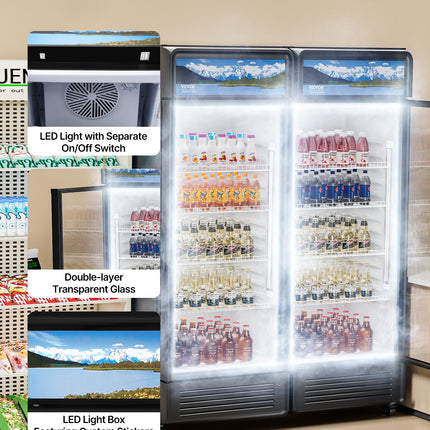 Commercial Merchandiser Refrigerator 12.2 CU.FT Glass Door Display