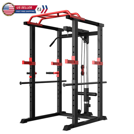 Multi-functional Power Cage Home Adjustable Pullup Squat Rack Capacity