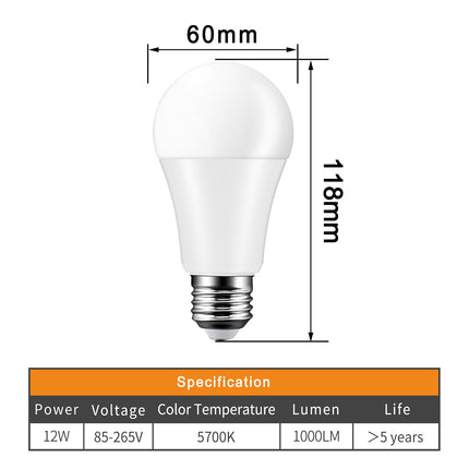 12W E27 Ball Bulb Auto Sensor Light for Garden