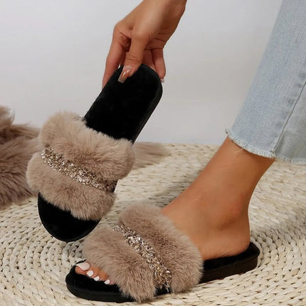 Open Toe Fuzzy Slippers