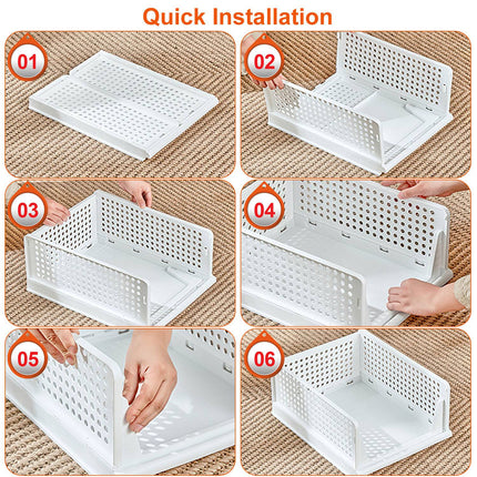 4 Packs Plastic Storage Box With Slide Rail Stackable  For Living Room