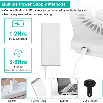 Portable Desk Fan USB Rechargeable Table Cooling Fan Quiet 5 Blades