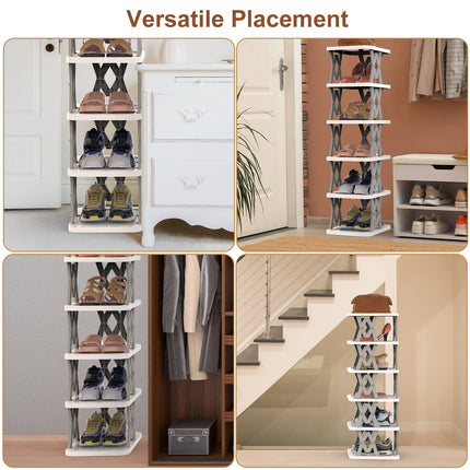 6 Tier Foldable Shoe Rack Vertical Shoe Organizer Narrow Shoe Rack For