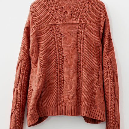 Textured Chunky Knit Long Sleeve Sweater