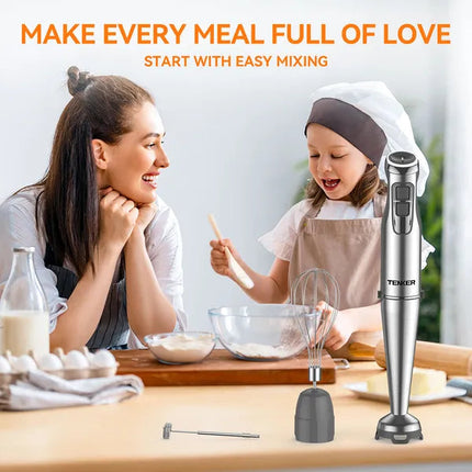 TENKER 1100W Immersion Hand Blender, Stainless Steel Stick Blender