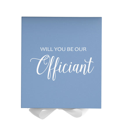 Will You Be our Officiant? Proposal Box Light Blue w/ white Bow- No