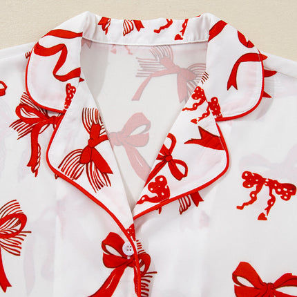 Christmas Bow Top and Pants Pajama Set