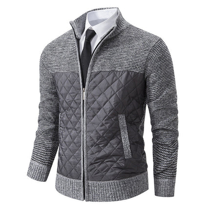 Men's Coat Color Matching Zipped Stand Collar