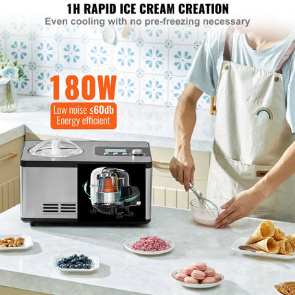Automatic Ice Cream Maker With Built-in Compressor, 2 Quart No