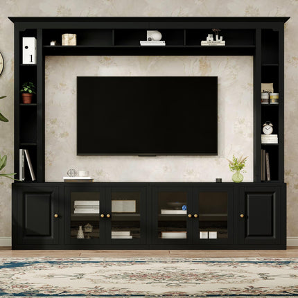 4-Piece Modern Entertainment Center Wall Unit With Bookshelves,
