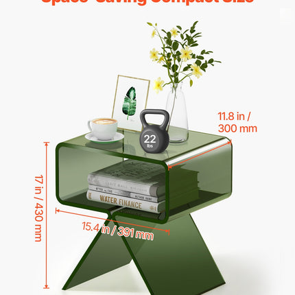 Acrylic Nightstand Side Table, Modern Clear Bedside Table With Storage