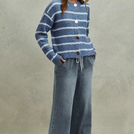 SO ME Mid Rise Elastic Waist Flare Denim Jeans