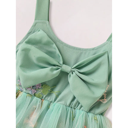 Toddler Girl Dress Sleeveless Floral Playwear Bowknot Tulle Dresses