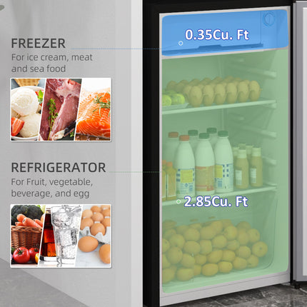 3.2 Cu.Ft Mini Fridge with Freezer, Single Door Compact Refrigerator