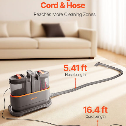 Portable Carpet Cleaner Machine Dual-Water Tank 11.5Kpa Upholstery