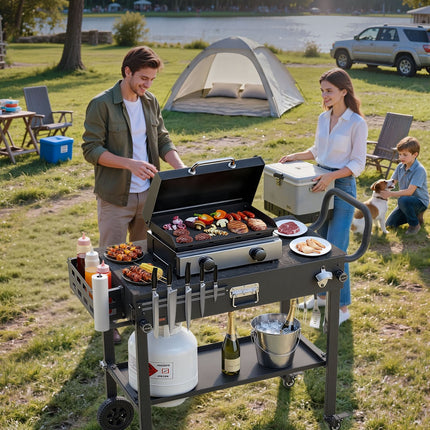 Outdoor Grill Cart, 31.0 X 17.0 Inch Tabletop Size Grilling Table,
