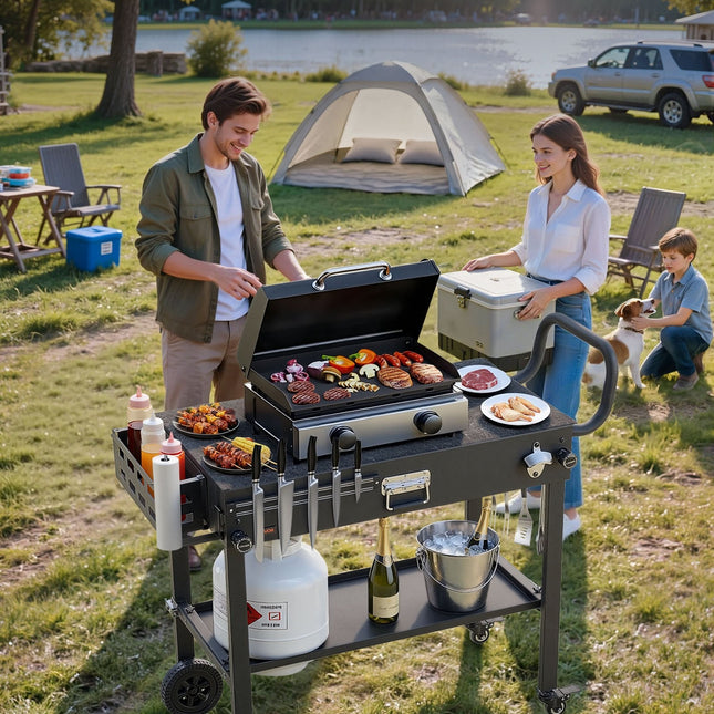 Outdoor Grill Cart, 31.0 X 17.0 Inch Tabletop Size Grilling Table,
