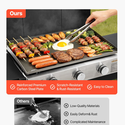 Gas Griddle, 3-Burner Flat Top Grill, Propane Griddle With Wheels,