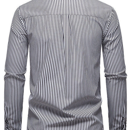 Men's Striped Woven Pattern Long Sleeve Shirt