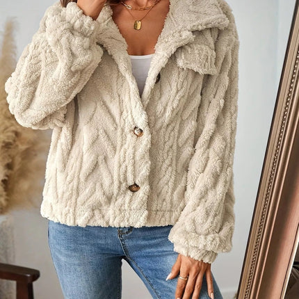 Cozy Textured Fleece Button-Up Outerwear