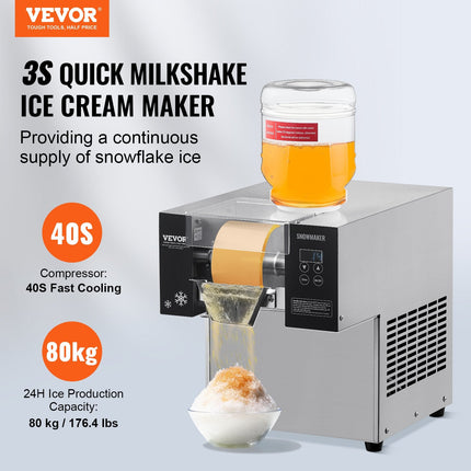Commercial Snowflake Ice Machine 176LBS/24H Stainless Steel For Ice