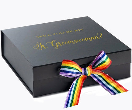 Will You Be My Jr Groomswoman? Proposal Box black - No Border -