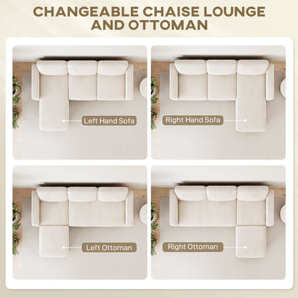 Sectional Sofa, L Shaped Couch, with Reversible Chaise or Ottoman,