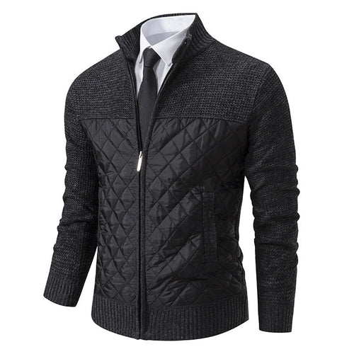 Men's Coat Color Matching Zipped Stand Collar