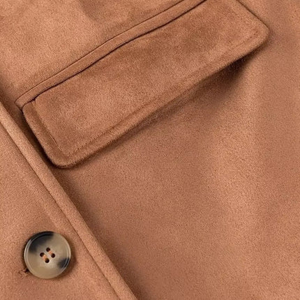 Double-Breasted Lapel Collar Long Coat