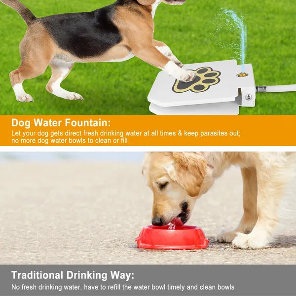 Dog Water Fountain Outdoor Dog Pet Water Dispenser Step-on Activated