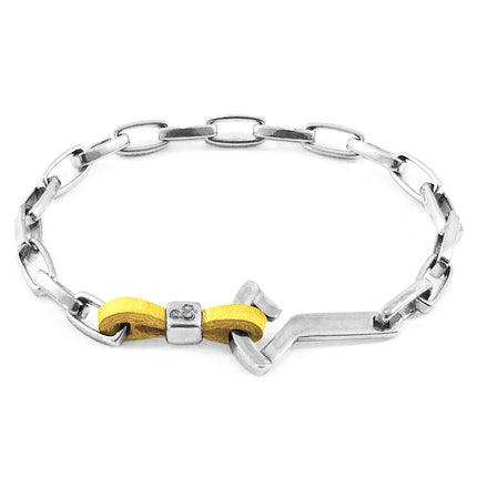 Mustard Yellow Frigate Silver & Leather Bracelet