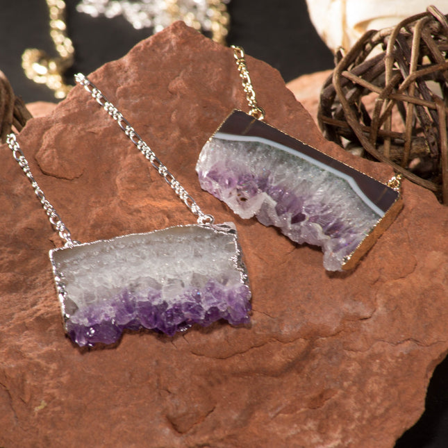 Amethyst Horizontal Slice Necklace