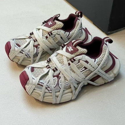 Breathable Distressed Running Shoes Strap Chunky Flat Women Sneakers