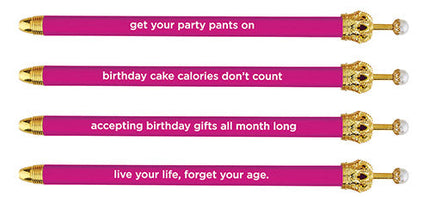 Get Your Party Pants On! Birthday Hot Pink Crown Pen Set of 12 |