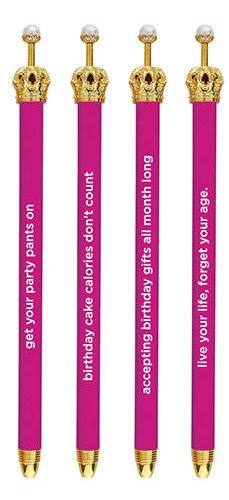 Get Your Party Pants On! Birthday Hot Pink Crown Pen Set of 12 |