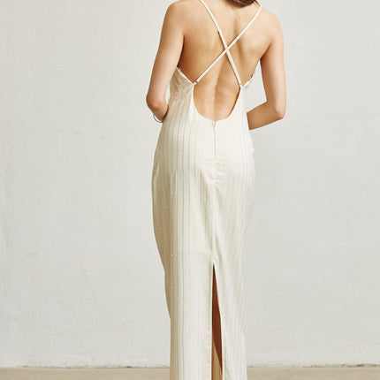 Adan Satin Cowlneck Gown Dress