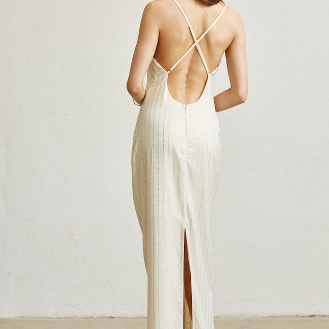 Adan Satin Cowlneck Gown Dress