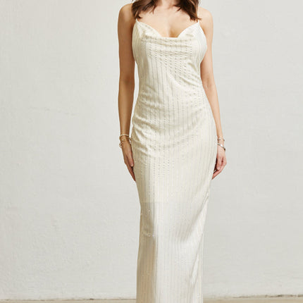 Adan Satin Cowlneck Gown Dress