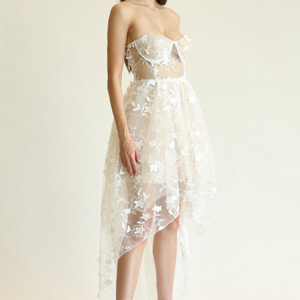 Narelle - 3d Floral Embroidered Lace Fabric Dress