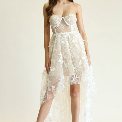 Narelle - 3d Floral Embroidered Lace Fabric Dress